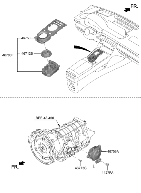 2022 Hyundai Genesis G80 INDICATOR ASSY-SHIFT LEVER Diagram for 46750-T1100