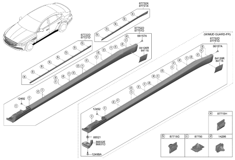 2023 Hyundai Genesis G80 GARNISH ASSY-FR DR SIDE RH Diagram for 87722-T1001