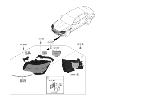 2022 Hyundai Genesis G80 LAMP ASSY-HEAD,RH Diagram for 92102-T1020