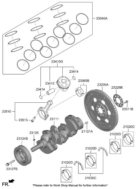 2021 Hyundai Genesis G80 Crankshaft & Piston Diagram 2