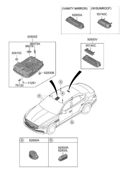 2022 Hyundai Genesis G80 Room Lamp Diagram