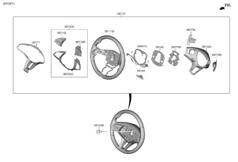 2006 Hyundai Azera SWITCH ASSY-STRG REMOTE CONT L Diagram for 96710-T1000-NNB