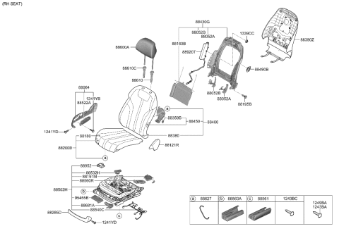 2023 Hyundai Genesis G80 LUMBAR ASSY-FRONT SEAT BACK,RH Diagram for 88440-T1000