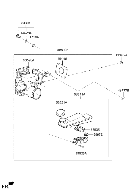 2023 Hyundai Genesis G80 RESERVOIR-MASTER CYLINDER Diagram for 58511-T1000