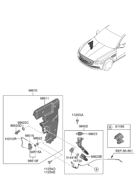 2023 Hyundai Genesis G80 RESERVOIR ASSY-W/SHLD WASHER Diagram for 98611-T1000