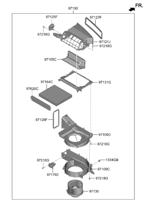 2021 Hyundai Genesis G80 Heater System-Heater & Blower Diagram 2