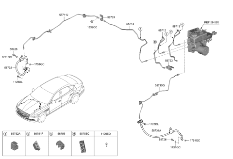 2022 Hyundai Genesis G80 HOSE-BRAKE FRONT,LH Diagram for 58731-T1600