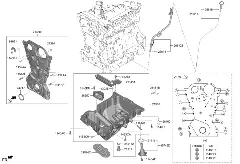 2022 Hyundai Genesis G80 Plug-Oil Drain Diagram for 21512-27001
