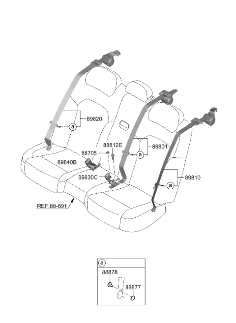 2022 Hyundai Genesis G80 Rear Seat Belt Diagram