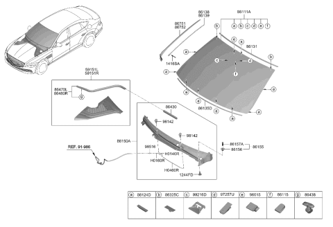 2021 Hyundai Genesis G80 GLASS-WINDSHIELD Diagram for 86111-JI100