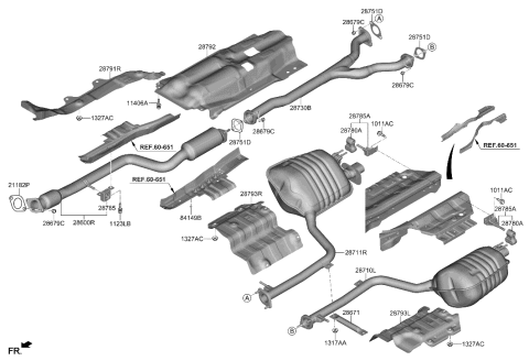 2021 Hyundai Genesis G80 Muffler & Exhaust Pipe Diagram 1