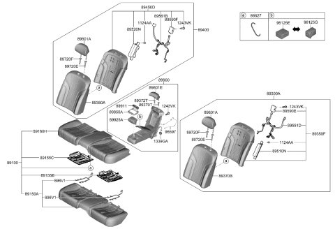 2023 Hyundai Genesis G80 SW & REMOCON ASSY-RR ARMREST Diagram for 89090-T1020