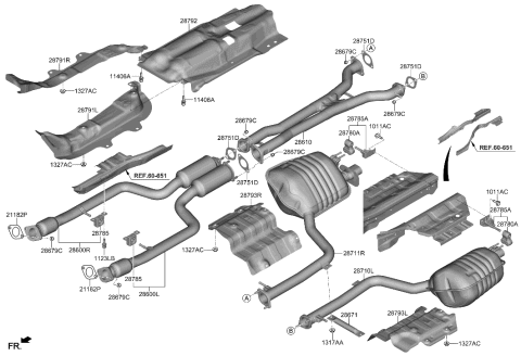 2021 Hyundai Genesis G80 Muffler & Exhaust Pipe Diagram 2