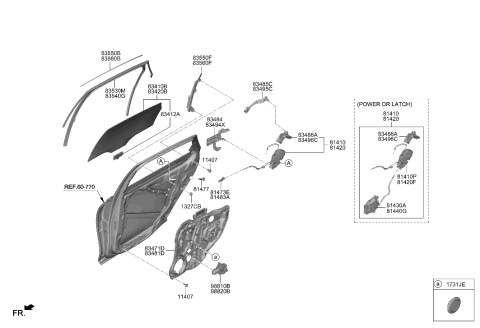 2023 Hyundai Genesis G80 LATCH ASSY-REAR DOOR,LH Diagram for 81410-T1200