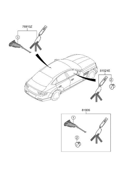 2006 Hyundai Azera KEY SUB SET-DOOR,LH Diagram for 81970-T1A00