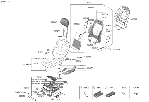 2023 Hyundai Genesis G80 PAD ASSY-FRONT SEAT BACK,LH Diagram for 88350-T1000