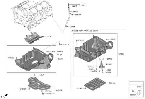 2021 Hyundai Genesis G80 PAN ASSY-ENGINE OIL,UPR Diagram for 21520-3N200