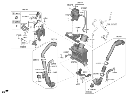2022 Hyundai Genesis G80 Turbocharger & Intercooler Diagram 2