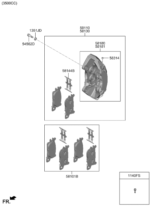 2023 Hyundai Genesis G80 Front Wheel Brake Diagram 2