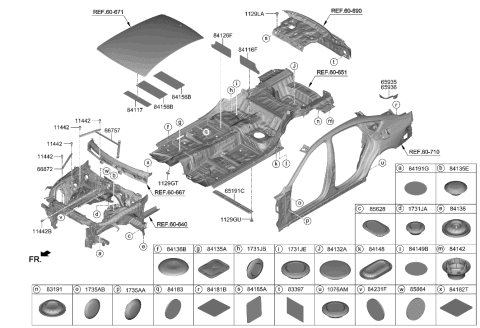 2023 Hyundai Genesis G80 Pad-Antivibration Rear Floor Front,RH Diagram for 84164-D2000