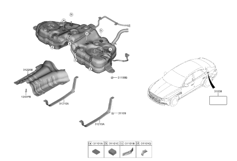 2021 Hyundai Genesis G80 PAD-FUEL TANK Diagram for 31101-T1100