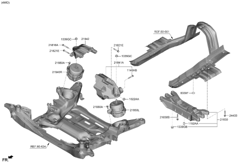 2023 Hyundai Genesis G80 Engine & Transaxle Mounting Diagram 2