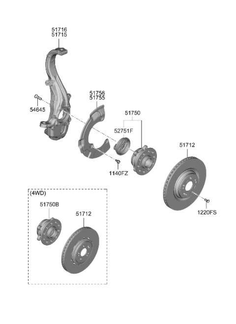 2021 Hyundai Genesis G80 KNUCKLE-FRONT AXLE,LH Diagram for 51710-T1500