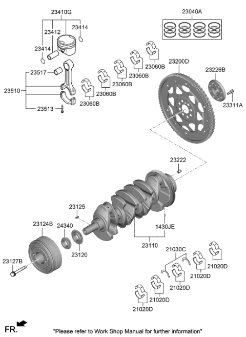 2022 Hyundai Genesis G80 Crankshaft & Piston Diagram 1