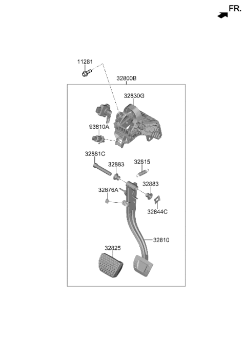 2022 Hyundai Genesis G80 PEDAL ASSY-BRAKE Diagram for 32800-T1100