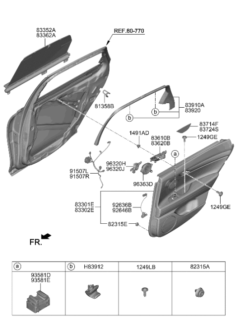 2023 Hyundai Genesis G80 HANDLE ASSY-REAR DOOR INSIDE,L Diagram for 83610-T1000-VCS