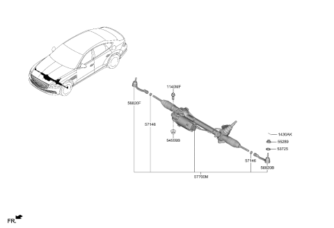 2023 Hyundai Genesis G80 Power Steering Gear Box Diagram 1