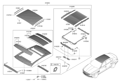 2023 Hyundai Genesis G80 Sunroof Diagram