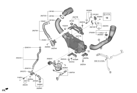 2022 Hyundai Genesis G80 Turbocharger & Intercooler Diagram 1
