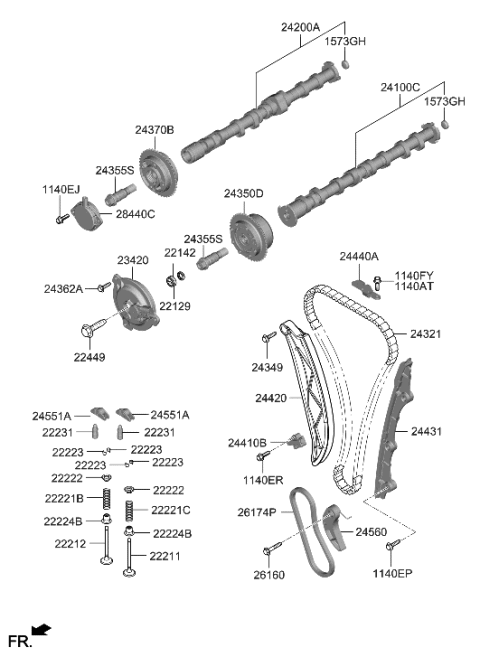 2022 Hyundai Genesis G80 Camshaft Assembly-Intake Diagram for 24100-2T000