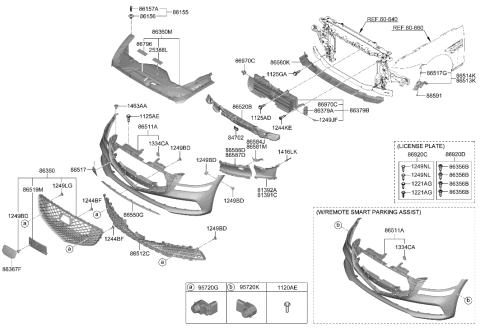 2021 Hyundai Genesis G80 ULTRASONIC SENSOR ASSY-P.A.S Diagram for 99350-T1000-Z5E