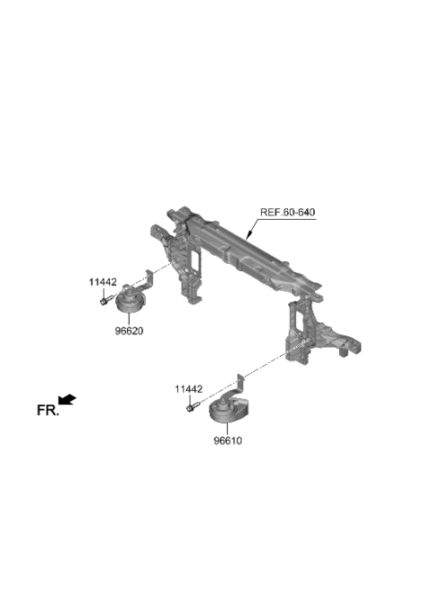 2023 Hyundai Genesis G80 HORN ASSY-LOW PITCH Diagram for 96611-T1000