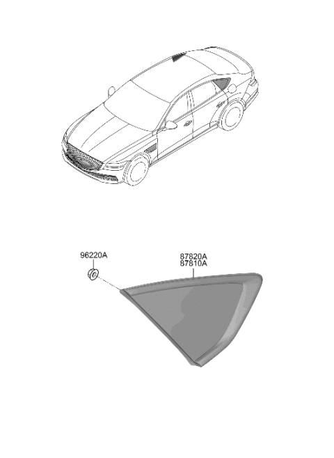 2023 Hyundai Genesis G80 GLASS & MOULDING ASSY-QUARTER Diagram for 87810-T1000