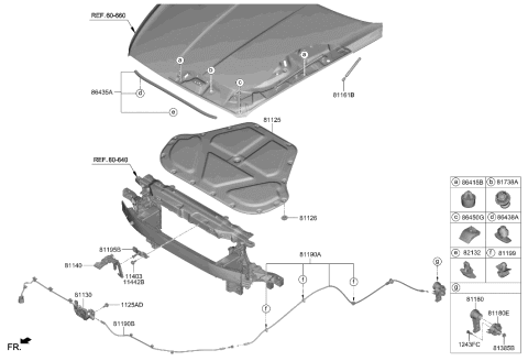 2023 Hyundai Genesis G80 Handle Assembly-Hood Latch Release Diagram for 81181-B1000-NNB