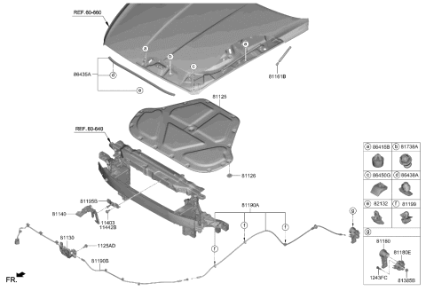 2022 Hyundai Genesis G80 Hood Trim Diagram