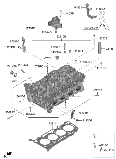 2022 Hyundai Genesis G80 Pipe-Spark Plug Hole Diagram for 22135-2E000