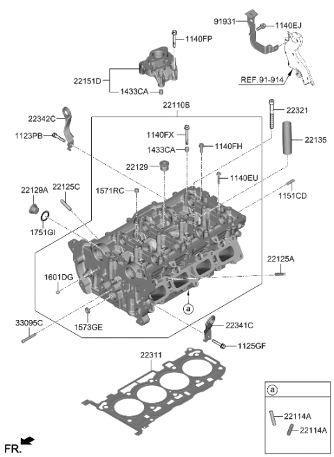 2006 Hyundai Azera Pipe-Spark Plug Hole Diagram for 22135-2E000