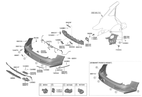 2022 Hyundai Genesis G80 Rear Bumper Diagram 1