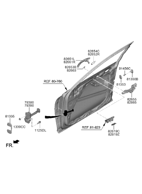 2021 Hyundai Genesis G80 HANDLE ASSY-DOOR OUTSIDE,RH Diagram for 82661-T6200