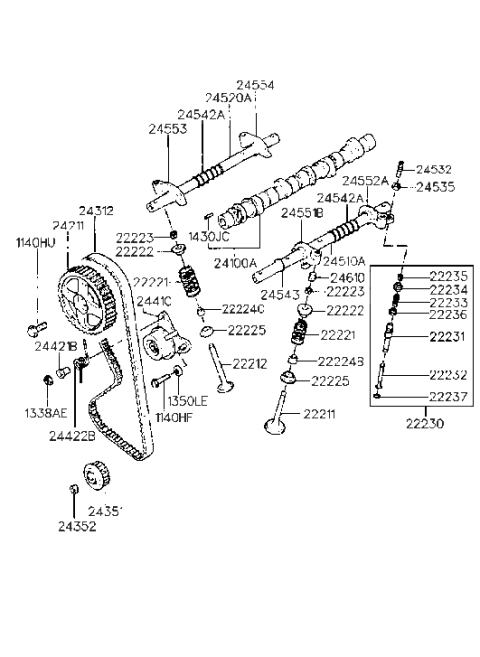 1989 Hyundai Sonata Camshaft & Valve (I4,SOHC) Diagram 1