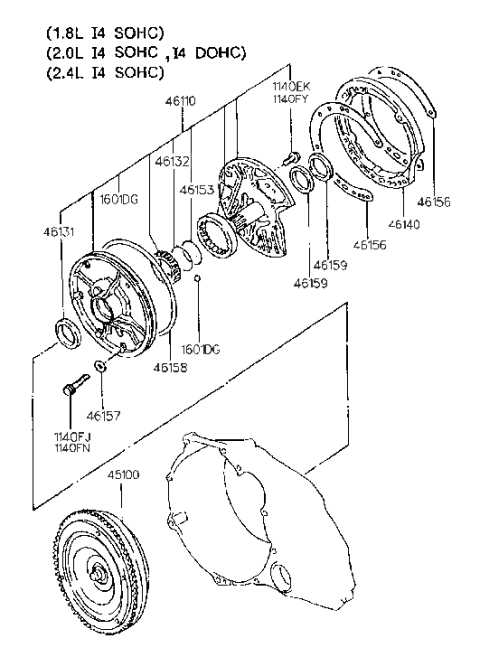 1990 Hyundai Sonata Seal-Oil Diagram for 46158-34010