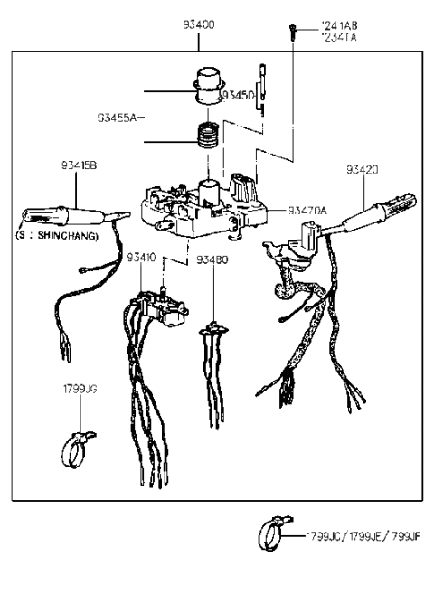 1993 Hyundai Sonata Old Body Style Multifunction Switch Diagram 1