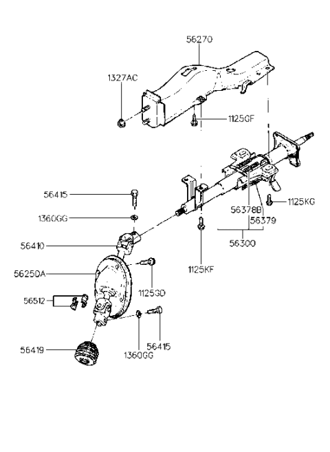 1990 Hyundai Sonata Steering Column & Shaft Diagram