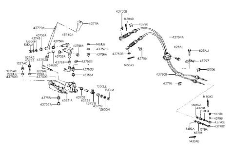 2014 Hyundai Equus Pipe-Manual Transaxle Gear Shift Lever Diagram for 43758-36000