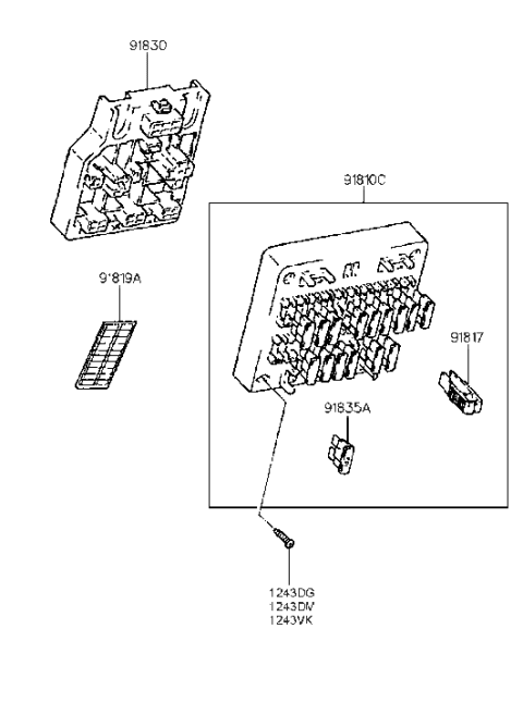 1991 Hyundai Sonata Label-Fuse Box Cover Diagram for 91819-33000