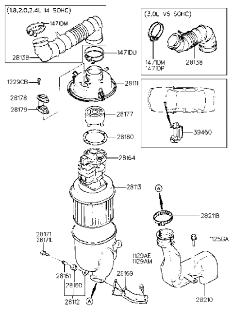 1993 Hyundai Sonata Old Body Style Air Cleaner(SOHC) Diagram 1